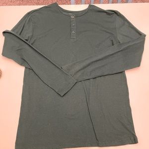 True Classic Tees Long Sleeve Henley, M, Green NWOT
